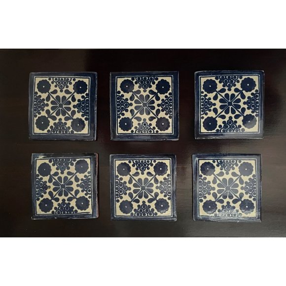 Tiles Artisan Terra Cotta Handmade Glazed Set of 6 - Picture 5 of 12